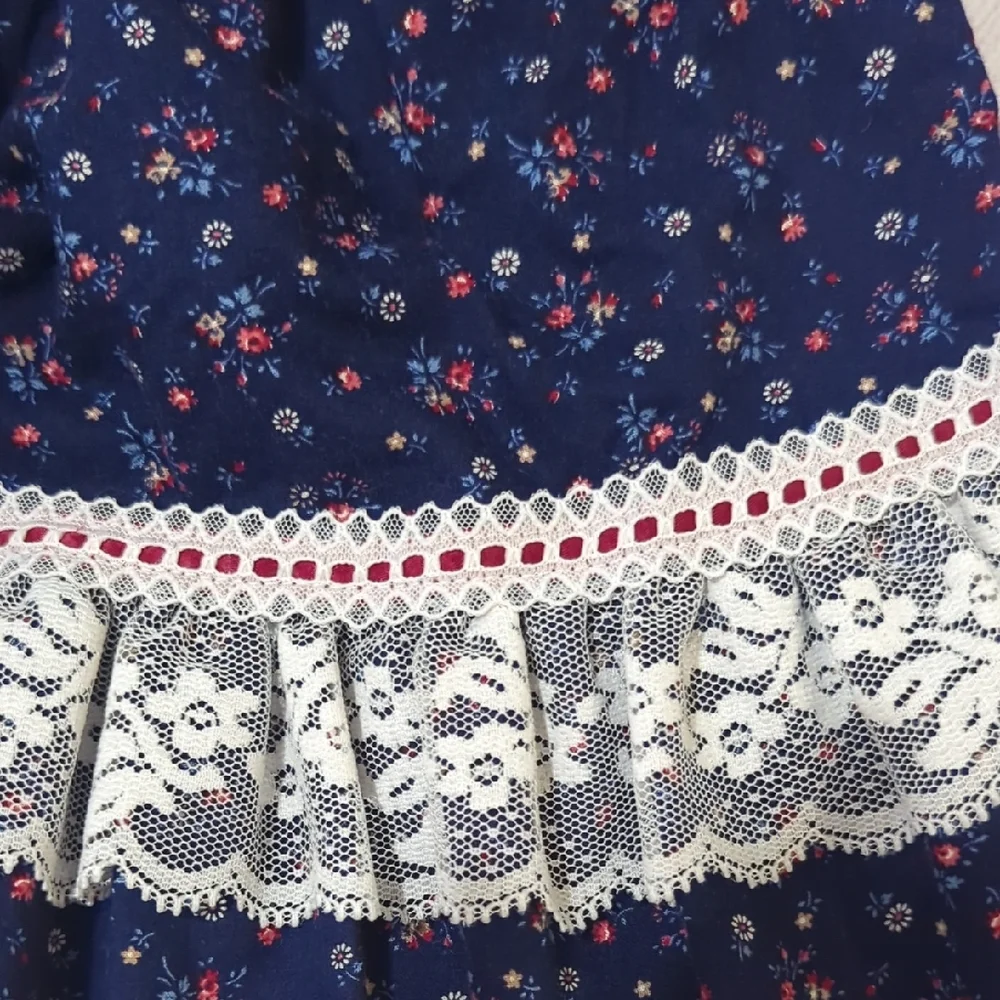Navy Blue Floral Lace Kids Dress